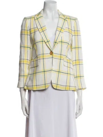 Pre-owned Veronica Beard Plaid Print Blazer In Neutral