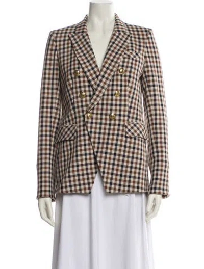 Pre-owned Veronica Beard Plaid Print Blazer In Neutral
