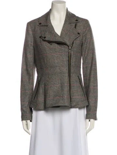 Pre-owned Veronica Beard Plaid Print Blazer In Neutral