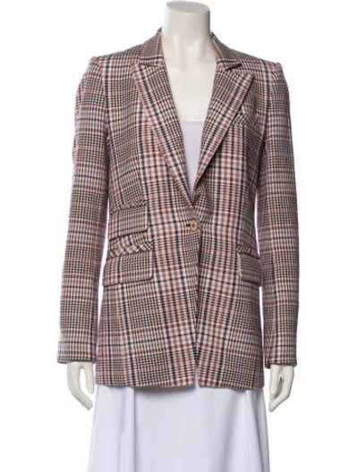Pre-owned Veronica Beard Plaid Print Blazer In Neutral