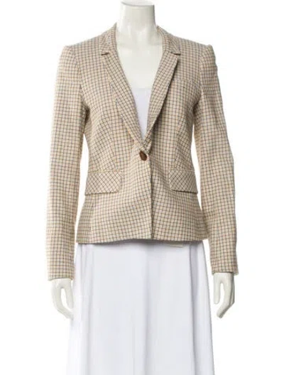 Pre-owned Veronica Beard Plaid Print Blazer In Neutral