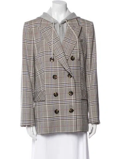 Pre-owned Veronica Beard Plaid Print Blazer In Neutral
