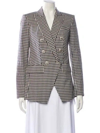 Pre-owned Veronica Beard Plaid Print Blazer In Neutral