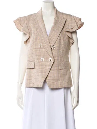 Pre-owned Veronica Beard Plaid Print Blazer In Neutral