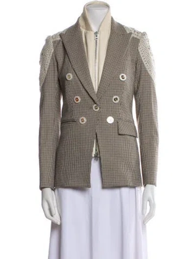 Pre-owned Veronica Beard Plaid Print Blazer In Neutral