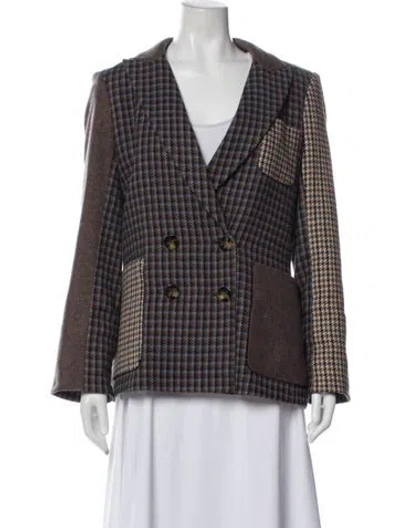 Pre-owned Veronica Beard Plaid Print Blazer In Neutral