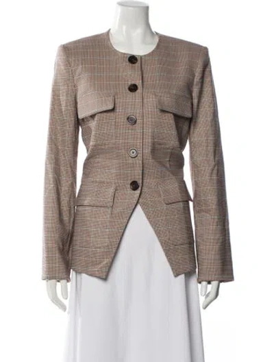 Pre-owned Veronica Beard Plaid Print Blazer In Neutral