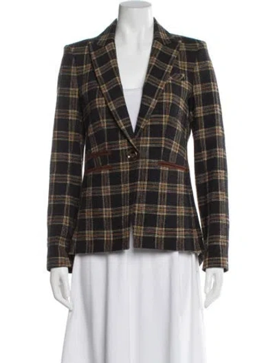 Pre-owned Veronica Beard Plaid Print Blazer In Neutral