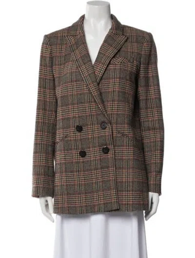 Pre-owned Veronica Beard Plaid Print Blazer In Neutral