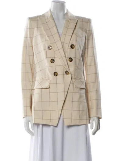 Pre-owned Veronica Beard Plaid Print Blazer In Neutral
