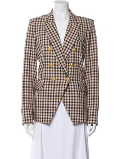 Pre-owned Veronica Beard Plaid Print Blazer In Neutral