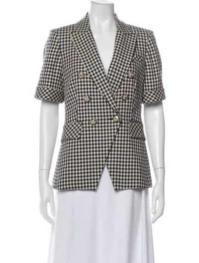 Pre-owned Veronica Beard Plaid Print Blazer In Neutral