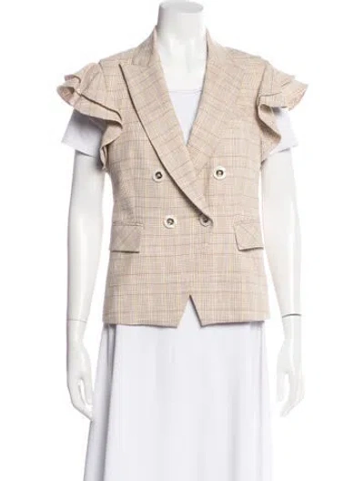Pre-owned Veronica Beard Plaid Print Blazer In Neutral