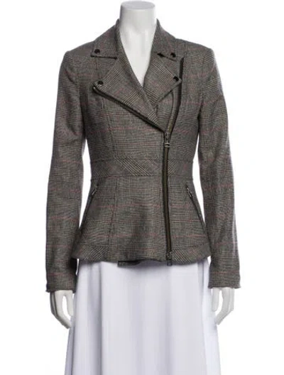 Pre-owned Veronica Beard Plaid Print Blazer In Neutral