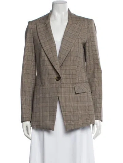 Pre-owned Veronica Beard Plaid Print Blazer In Neutral