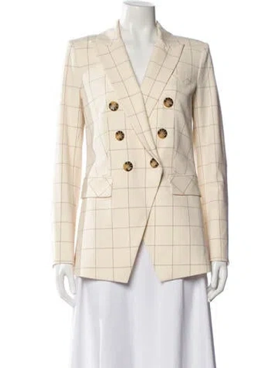Pre-owned Veronica Beard Plaid Print Blazer In Neutral