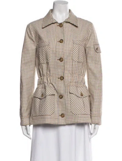 Pre-owned Veronica Beard Plaid Print Blazer In Neutral