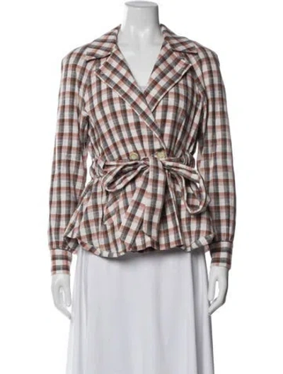 Pre-owned Veronica Beard Plaid Print Blazer In Neutral