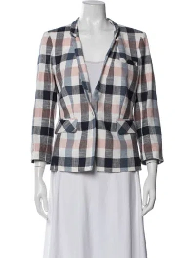 Pre-owned Veronica Beard Plaid Print Blazer In Neutral
