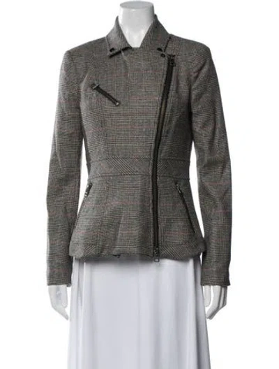 Pre-owned Veronica Beard Plaid Print Blazer In Neutral
