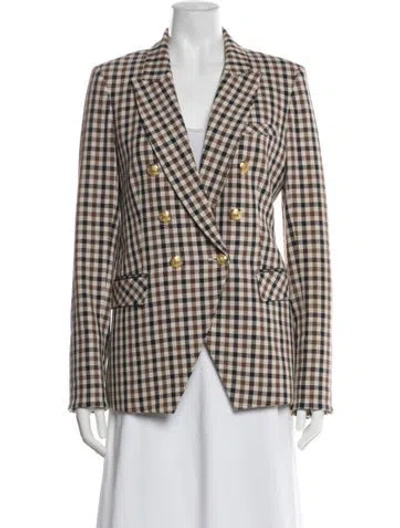 Pre-owned Veronica Beard Plaid Print Blazer In Neutral
