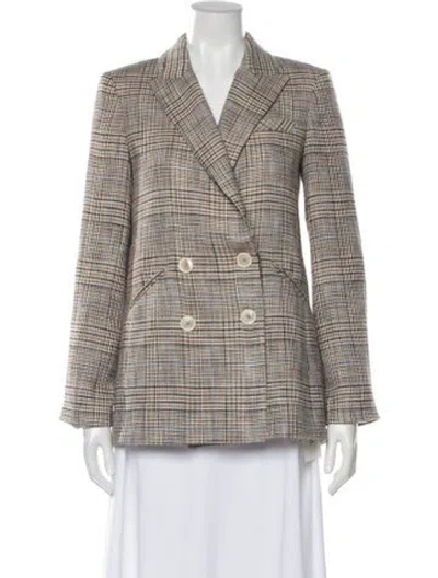 Pre-owned Veronica Beard Plaid Print Blazer In Neutral