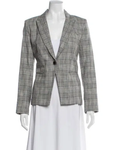 Pre-owned Veronica Beard Plaid Print Blazer In Neutral