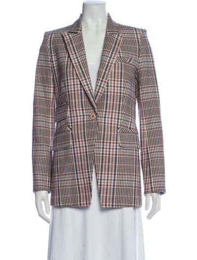 Pre-owned Veronica Beard Plaid Print Blazer In Neutral