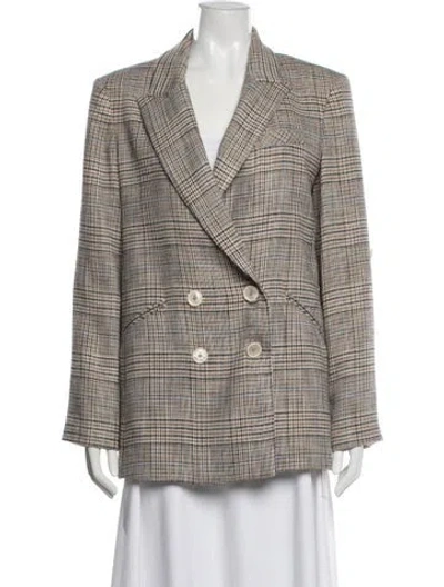 Pre-owned Veronica Beard Plaid Print Blazer In Neutral