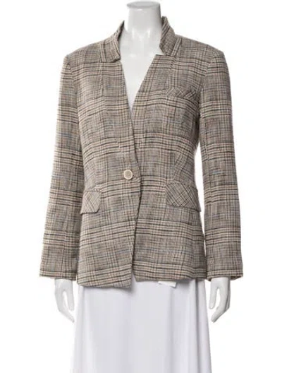 Pre-owned Veronica Beard Plaid Print Blazer In Neutral