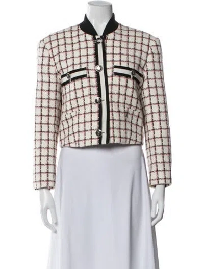Pre-owned Veronica Beard Plaid Print Blazer In Neutral
