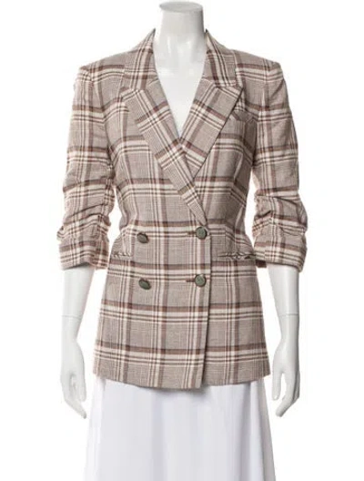 Pre-owned Veronica Beard Plaid Print Blazer In Neutral