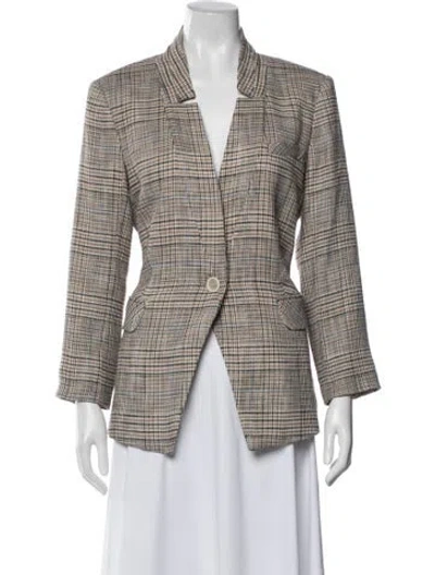 Pre-owned Veronica Beard Plaid Print Blazer In Neutral