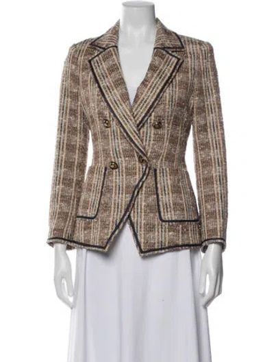 Pre-owned Veronica Beard Plaid Print Blazer In Neutral