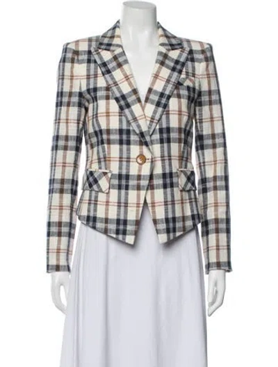 Pre-owned Veronica Beard Plaid Print Blazer In Neutral
