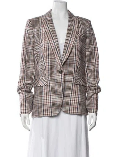Pre-owned Veronica Beard Plaid Print Blazer In Neutral