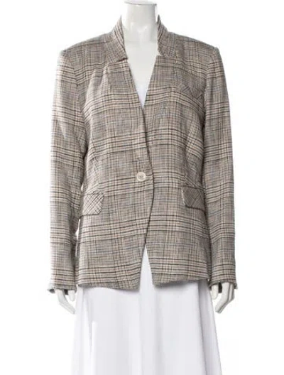 Pre-owned Veronica Beard Plaid Print Blazer In Neutral