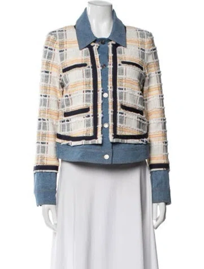 Pre-owned Veronica Beard Plaid Print Blazer In Neutral
