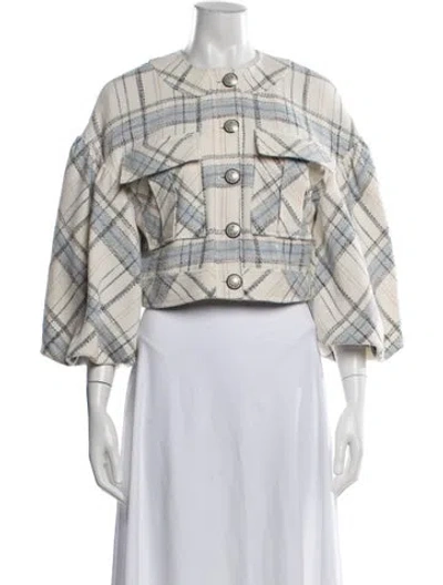 Pre-owned Veronica Beard Plaid Print Blazer In Neutral