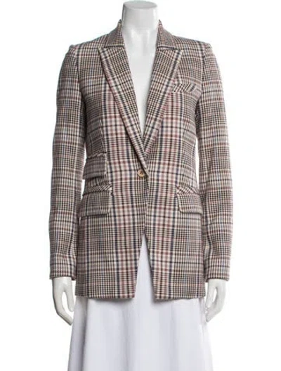 Pre-owned Veronica Beard Plaid Print Blazer In Neutral