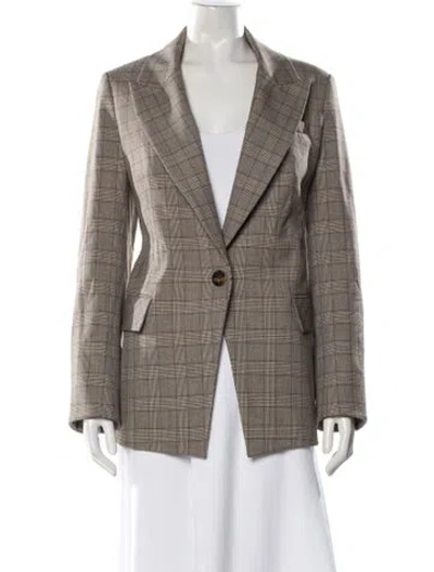 Pre-owned Veronica Beard Plaid Print Blazer In Neutral