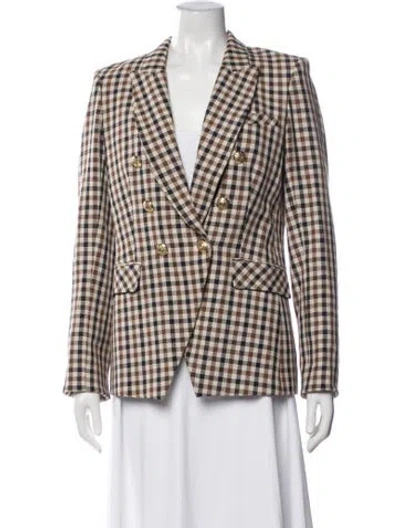 Pre-owned Veronica Beard Plaid Print Blazer In Neutral