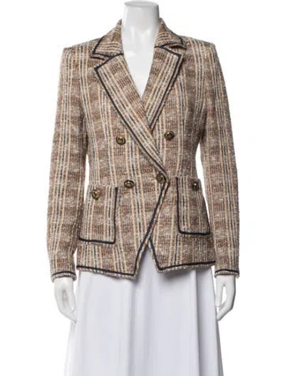 Pre-owned Veronica Beard Plaid Print Blazer In Neutral