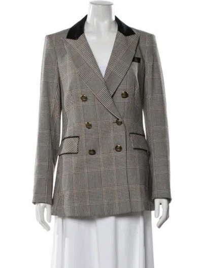 Pre-owned Veronica Beard Plaid Print Blazer In Neutral