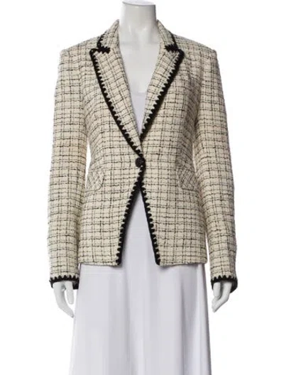 Pre-owned Veronica Beard Plaid Print Blazer In Neutrals
