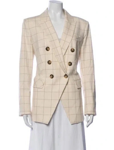 Pre-owned Veronica Beard Plaid Print Blazer In Neutrals