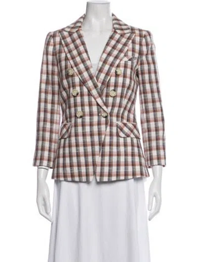 Pre-owned Veronica Beard Plaid Print Blazer In Neutrals