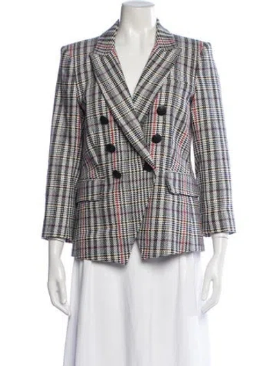 Pre-owned Veronica Beard Plaid Print Blazer In Neutrals