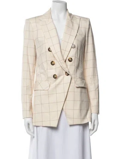 Pre-owned Veronica Beard Plaid Print Blazer In Neutrals