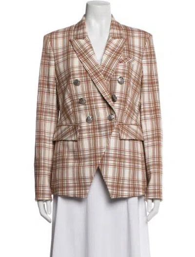 Pre-owned Veronica Beard Plaid Print Blazer In Neutrals